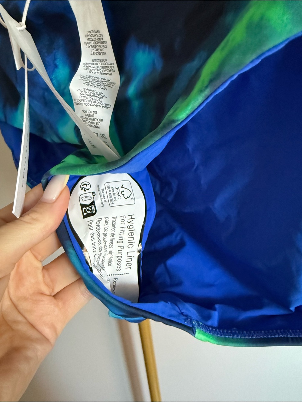 NWT MiMi Flamingo High-Waist Bikini Bottoms – Blue/Green Watercolor Print - US16 - Picture 3 of 4
